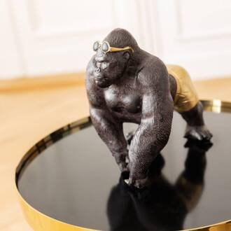 Kare decoratief beeldje Monkey Beach, hoogte 20 cm, zwart polyresin