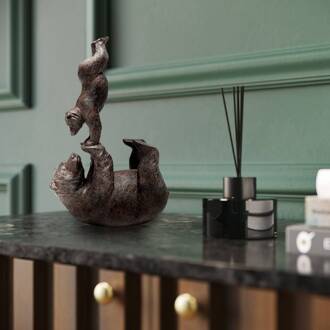 Kare decoratief figuur Artistieke beren handstand, polyresin, bruin