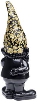 Kare decoratief figuur dwerg staand, zwart/goud, polyresin zwart, goud