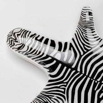 Kare decoratieve kom zebra, porselein, zwart/wit, handbeschilderd zwart, wit