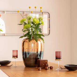 Kare decoratieve vaas Lizy Shine Multi, hoogte 41 cm, handgemaakt glas blauw, goud