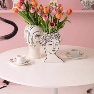 Kare Favola Lady vaas, hoogte 30 cm, keramiek, zwart/wit wit, zwart