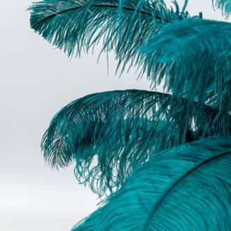 Kare Feather Palm tafellamp met veren, groen groen, messing