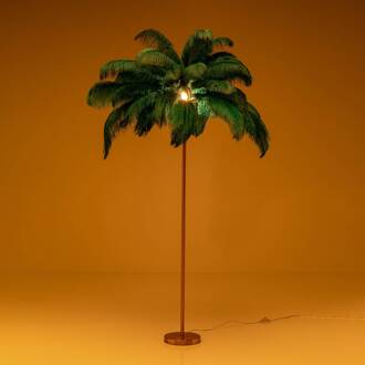 Kare Feather Palm vloerlamp met veren, groen groen, messing