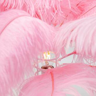Kare Feather Palm vloerlamp met veren, pink pink, messing
