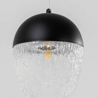 Kare Frozen hanglamp 1-lamp zwart Ø 20cm zwart mat, helder