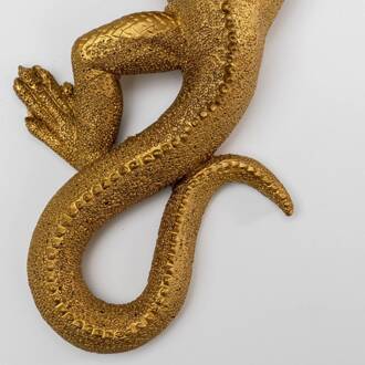Kare Hagedis wandobject, gelakt polyresin, 31 x 11 cm, goud