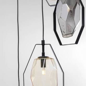 Kare hanglamp Diamond Fever Spiral zwart 5-lamps rond