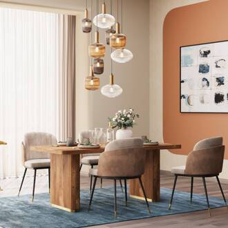 Kare hanglamp Lobby Nove, 9-lamps, Ø 80 cm, E27 rookgrijs, bruin, helder