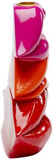 Kare Kandelaar Lips, hoogte 20 cm, polyresin, rood rood, oranje, roze