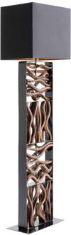 Kare Nature Wave vloerlamp met hout zwart, bruin