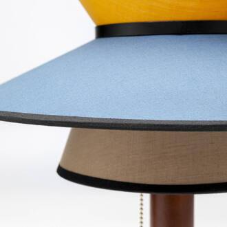 Kare Riva tafellamp, meerkleurig, textiel, hout, hoogte 49 cm gekleurd, zwart, donker hout