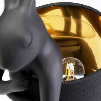 Kare tafellamp Animal Rabbit, textiel, zwart, 50 cm, E14