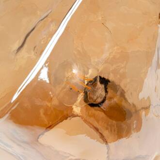 Kare tafellamp Aura, amber, glas, Ø 30 cm, E27 goud