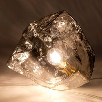 Kare tafellamp Aura, rookkleurig, glas, Ø 30 cm, E27 grijs