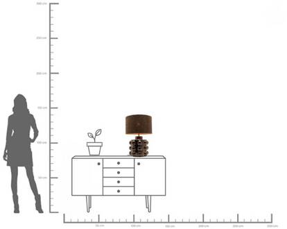 Kare tafellamp Calamaro, bruin, porselein, 58 cm, E27