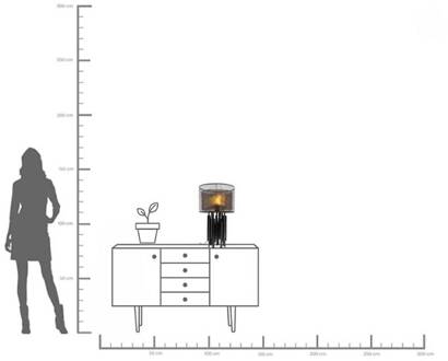 Kare tafellamp Coachella Glam, zwart/goud, 59 cm, E27 zwart, goud