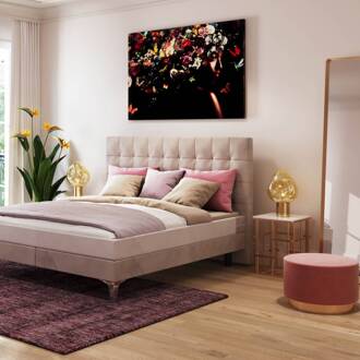 Kare tafellamp Dough met glazen kap, goud