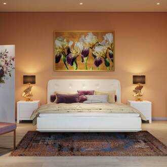 Kare tafellamp Flores, zwart/goud, metaal, 62 cm, E27 goud, zwart