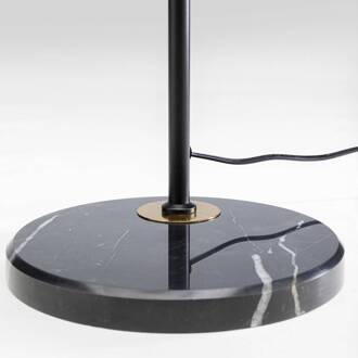Kare tafellamp Grato, PVC, staal, marmer, hoogte 62 cm zwart