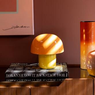 Kare tafellamp Mushroom, oranje, metaal, 20 cm, E14