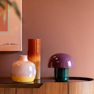 Kare tafellamp Mushroom, paars/groen, metaal, 20 cm, E14 paars, groen