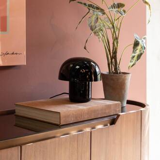 Kare tafellamp Mushroom, zwart, metaal, 20 cm, E14