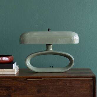 Kare tafellamp Suki, saliegroen, metaal, 26 cm, E14