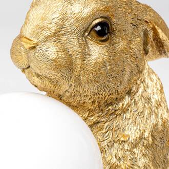 Kare tafellamp Sweet Rabbit, goudkleurig, 15 cm hoog, E27