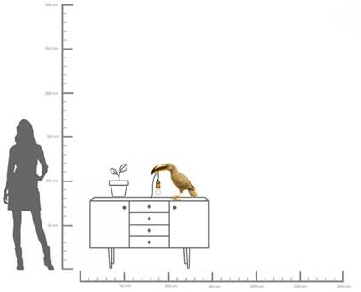 Kare tafellamp Toucan, goudkleurig, 42 cm hoog, E27