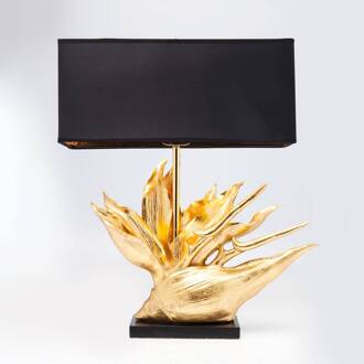 Kare tafellamp Tropische Bloem zwart, goud