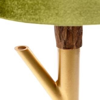 Kare tafellamp Twig, groen/goud, 74 cm hoog, E27 groen, goud, hout