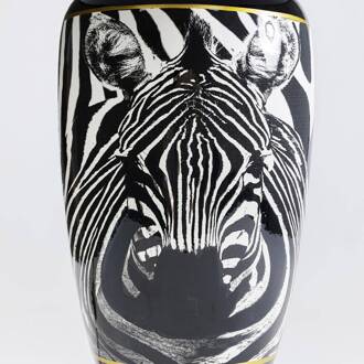 Kare tafellamp Zebra Face zwart textiel, porselein, 71 cm