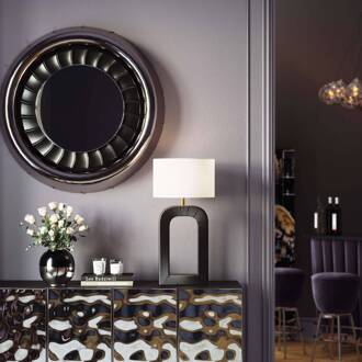 Kare Tube tafellamp, zwart/wit, linnen textiel, hoogte 79 cm wit, zwart