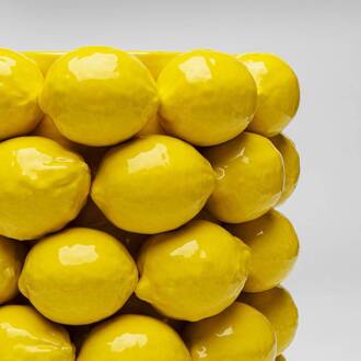 Kare Vaas Citroensap, hoogte 43 cm, Ø 26 cm, porselein, geel