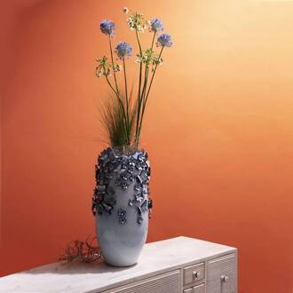 Kare Vlinders vaas, lichtblauw, hoogte 50 cm, steengoed