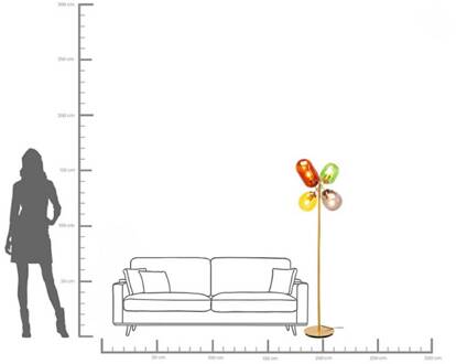 Kare vloerlamp Balloon Dance, veelkleurig, glas, 160 cm, E27