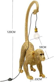Kare vloerlamp Monkey Dance, goudkleurig, 120 cm, E27