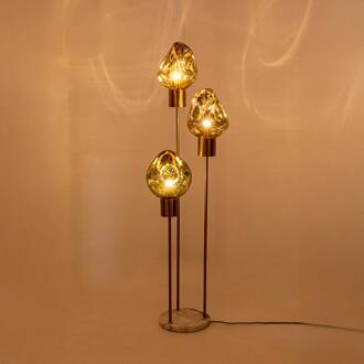 Kare vloerlamp Supernova, amber, glas, 160 cm, E27 amber, goud, wit