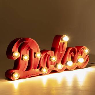 Kare wandlamp La Dolce Vita, rood, staal, 190 cm, 28-lichts