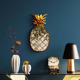 Kare wandobject Pina Spiegel, polyresin, glas, 50 cm, goud goud, gespiegeld