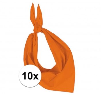 Kariban 10x Zakdoek bandana oranje - hoofddoekjes