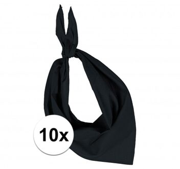 Kariban 10x Zakdoek bandana zwart - hoofddoekjes