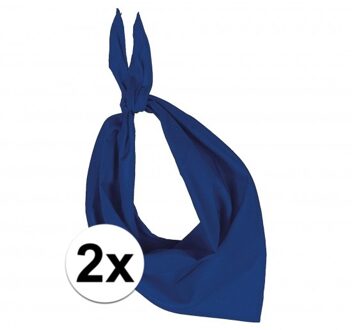 Kariban 2x Zakdoek bandana kobalt blauw - hoofddoekjes