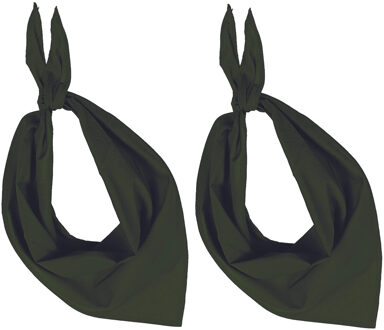 Kariban 2x Zakdoek bandana olijf groen - hoofddoekjes