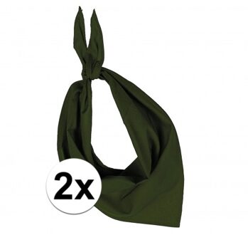 Kariban 2x Zakdoek bandana olijf groen - hoofddoekjes