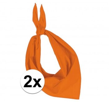 Kariban 2x Zakdoek bandana oranje - hoofddoekjes