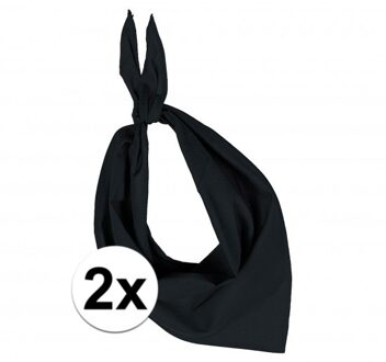 Kariban 2x Zakdoek bandana zwart - hoofddoekjes