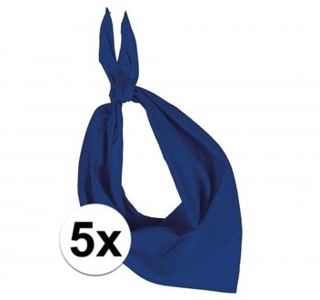 Kariban 5x Zakdoek bandana kobalt blauw - hoofddoekjes