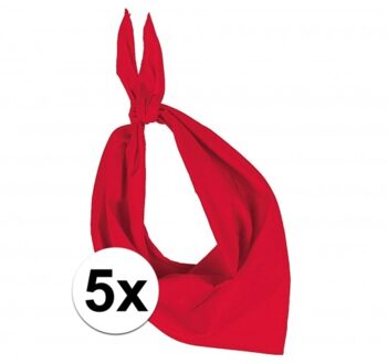 Kariban 5x Zakdoek bandana rood - hoofddoekjes